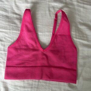 Pink Ribbed Women's Crop Top